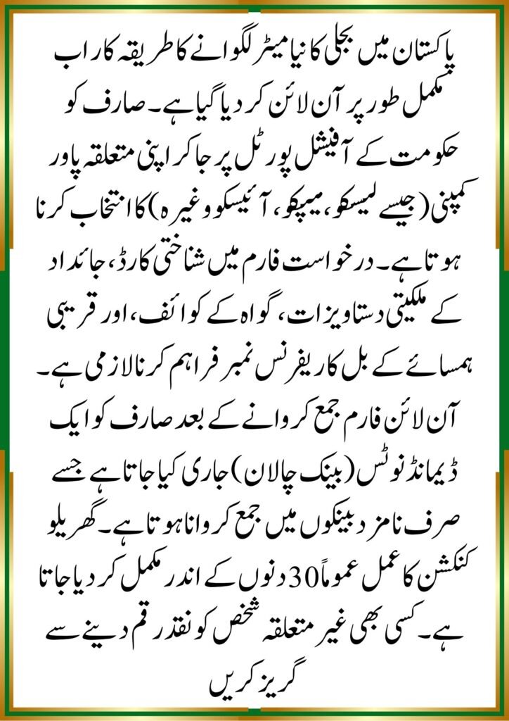 New Electricity Meter Online in Pakistan