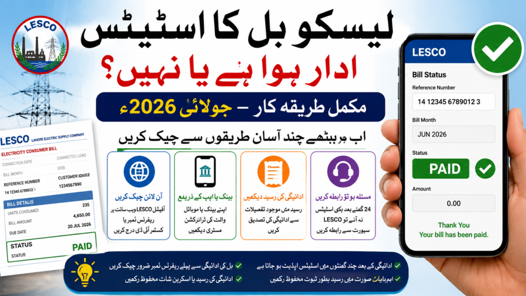 How to Check LESCO Bill Status Paid or Not (July 2026) – Complete Guide